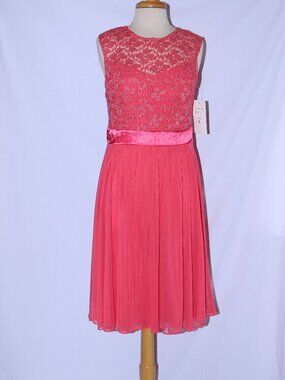 Celavie #2479 Short Lace & Chiffon Formal Dress-Size L- CORAL-NEW